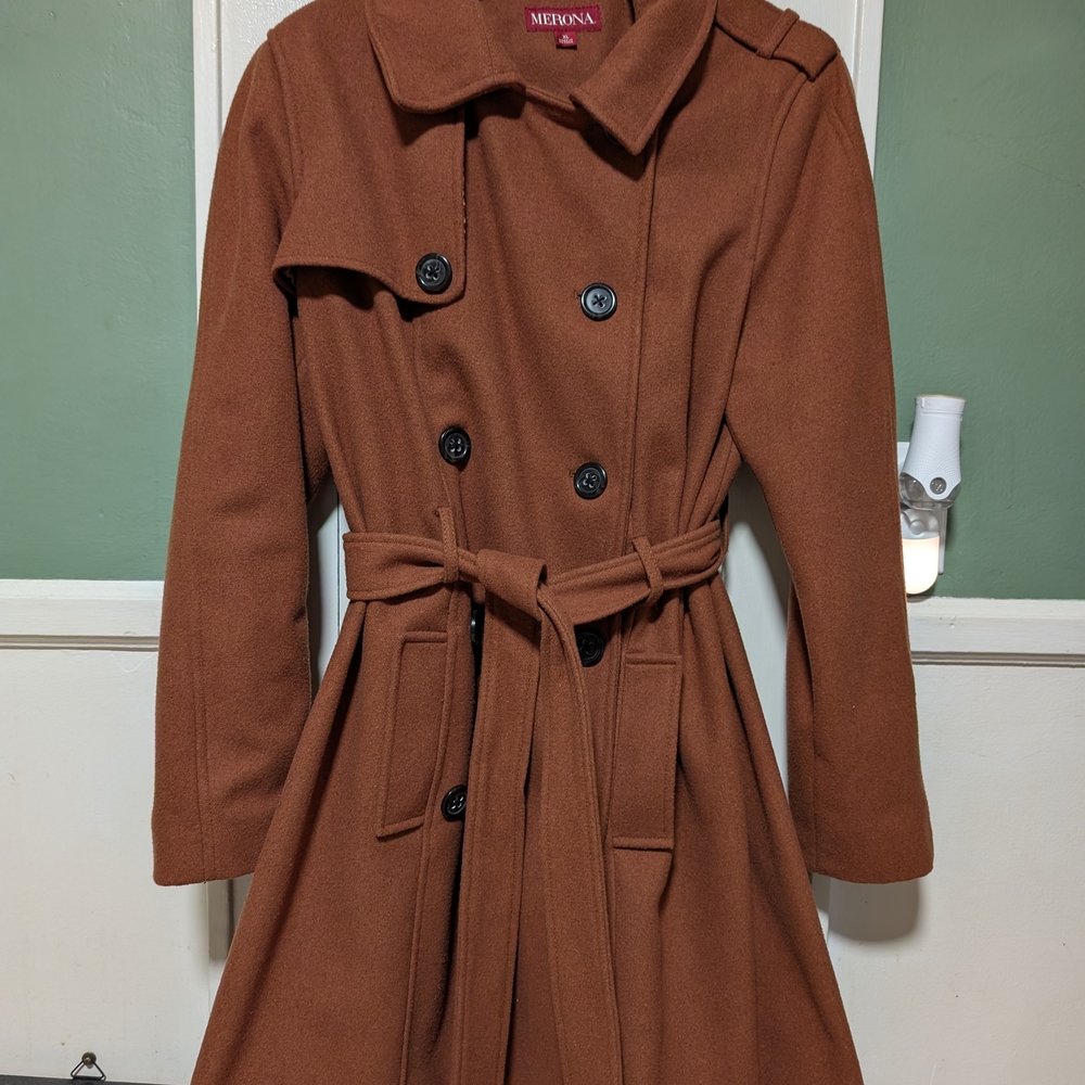 Merona Brown Double-Breasted Coat